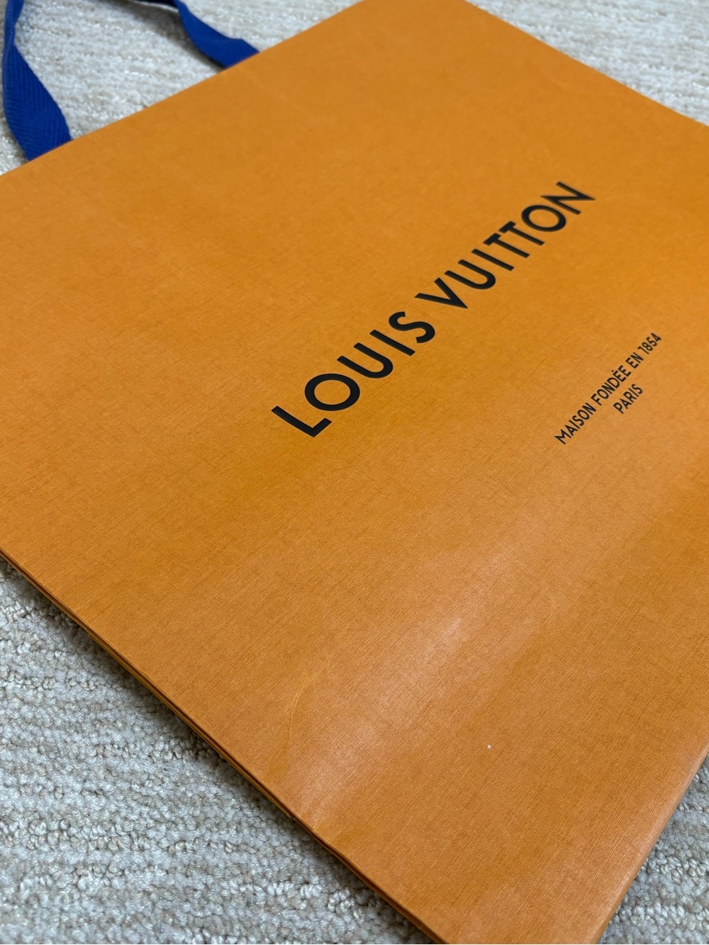 Louis Vuitton Authentic Large Orange & Blue Paper Shopping Bag 15 5/8" X 13 1/4" - Picture 3 of 9